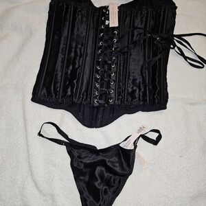 Classic silk corset set black